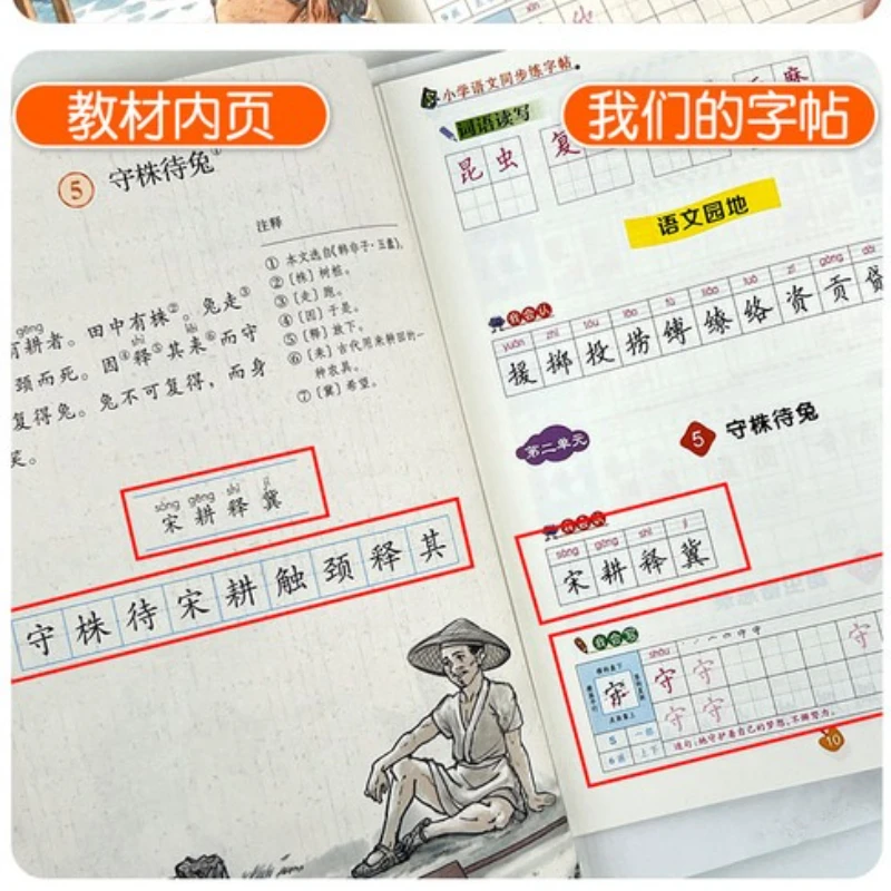 Chinees synchroon oefenboek voor de basisschool, tweede deel van de derde leerjaar, beroerteorderanimatie + nieuwe woordvideo