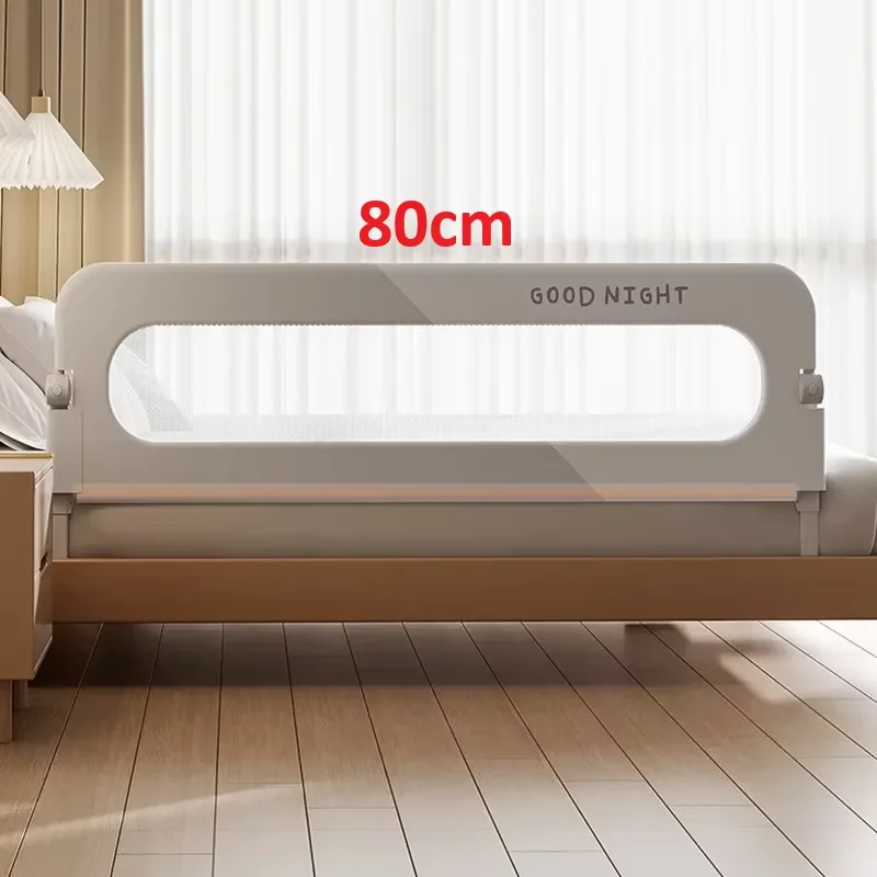 IMBABY 80CM Bed Guardrail Adjustable Baby Safety Bed Barrier One Click Folding Bed Rail Guard for Kids Baby Sleeping Safety