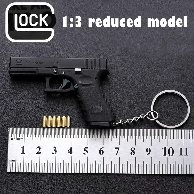 Metal Material 1:3 Glock 17 Pistol Toy Gun Miniature Model Keychain Full Metal Shell Throwing Alloy Boy\'s Favorite Birthday Gift