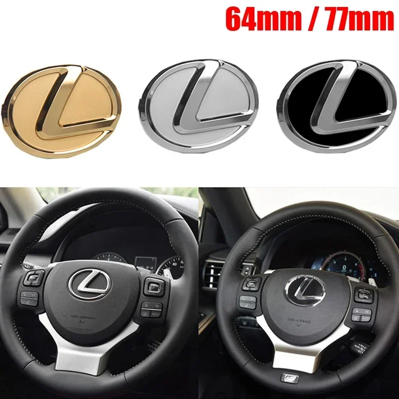 64mm/77mm Car Steering Wheel Emblem for Lexus IS ES CT LS NX GX PX GS200t IS250 ES300 LS500 GX470 Chrome Decal Interior Styling