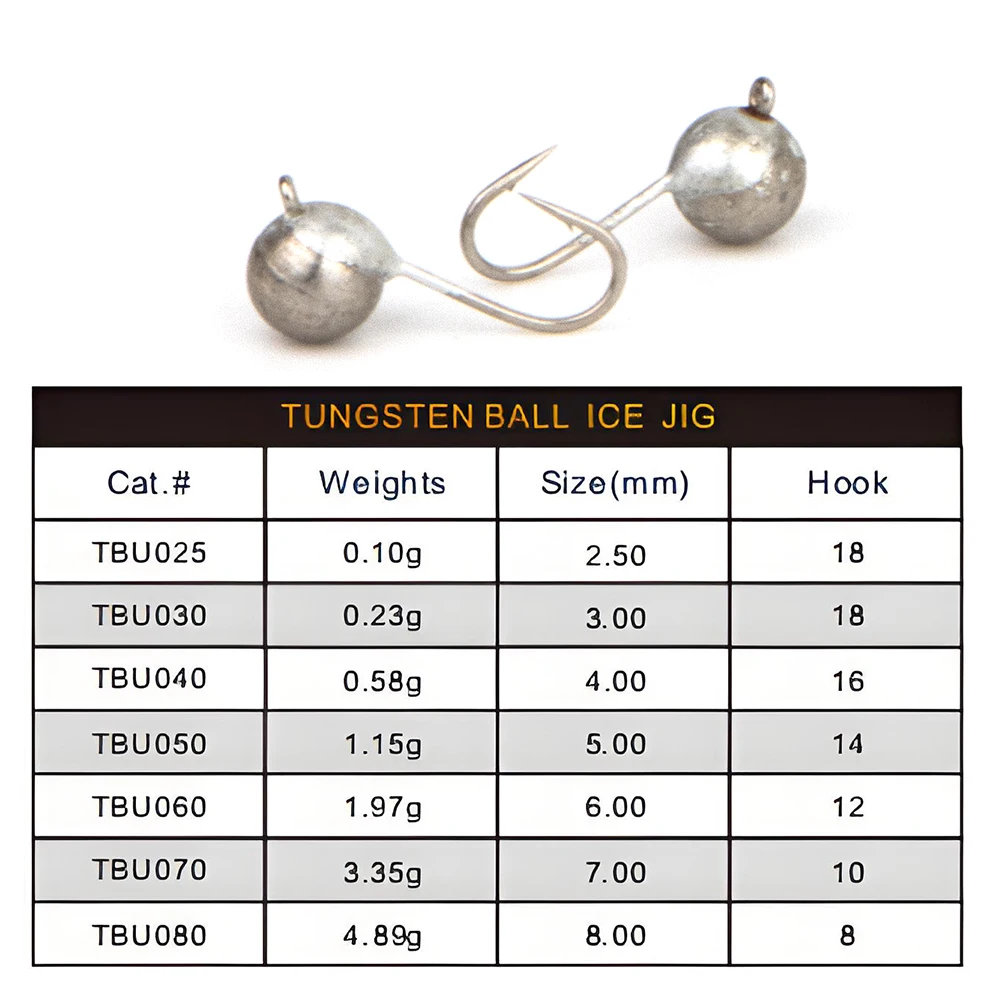 5/10pcs Tungsten Ball Ice Jig 2.5mm/3mm/4mm/5mm Swing Jig Head Deep Water Soft Lure Perch Trout Wrasse Bream Fishing Hook