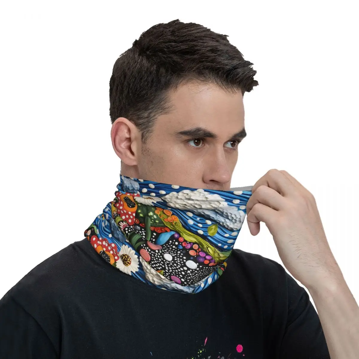 Polka Dot Garden Art Thin Bandana Neck Gaiter Polish Folk Wrap Scarf Headband Neck Cover image 6