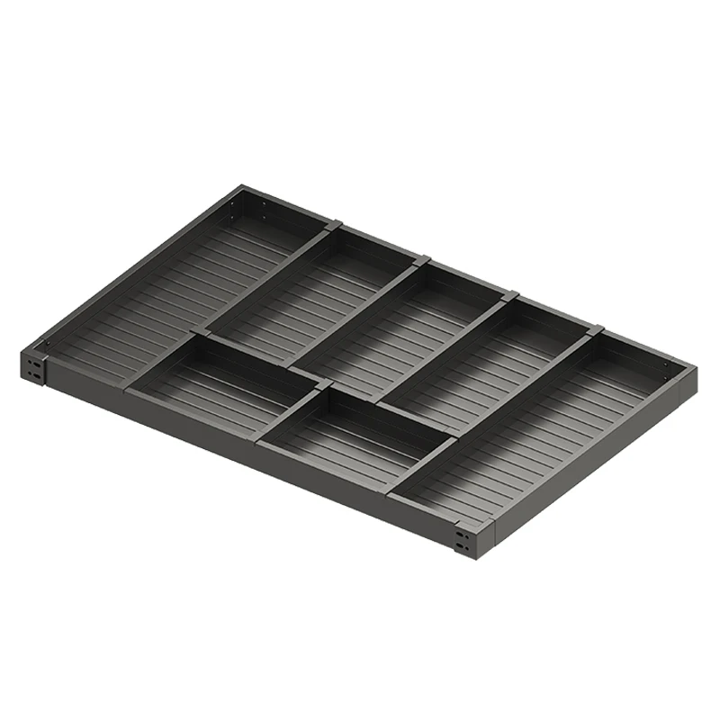 Kitchen cabinet tool pull-out basket, drawer-style knife, fork, chopsticks, compartment basket, space aluminum storage rack
