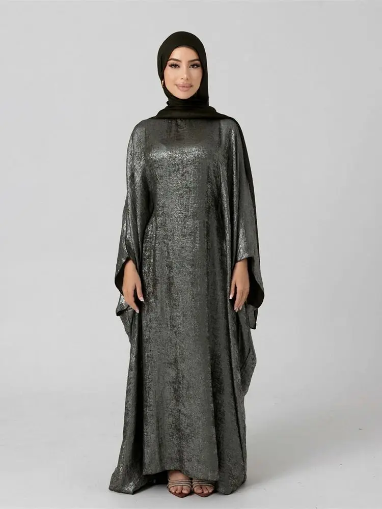 Ramadan Batwing Satin Abaya Dubai Luxury 2024 musulmano palestina caftano abiti africani per le donne Kebaya caftano Marocain Femme