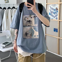 T Shirt Oversize Cotton Men Fashion Mens Summer Oil Painting Printing Tee Shirts 5XL Casual T-Shirts for Man Streetwear Big Size