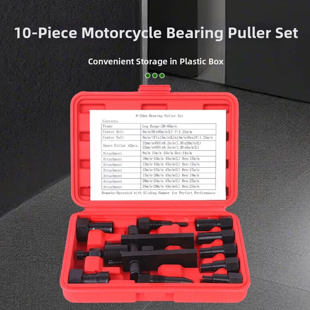 11 Piece Carbon Steel Bearing Puller Set With Sliding Hammer For Motorcycle Scooter Electric Vehicle Wheel Maintenance Tool Kit