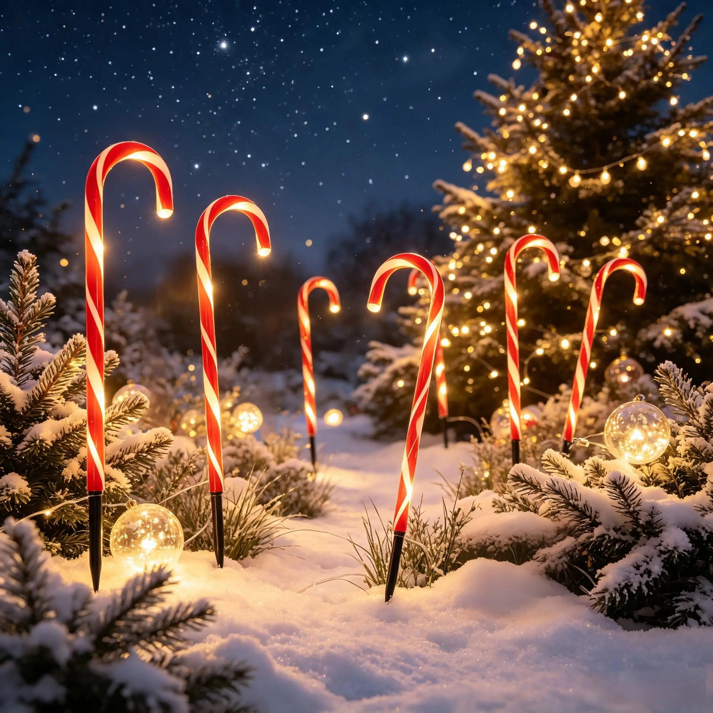 Solar Christmas Cane Path Lights, 4-Pack, 19.7 Inch Warm LED, 8 Light Modes, Ip44 Waterproof, Outdoor Decor for Lawn, Garden, Walkway
