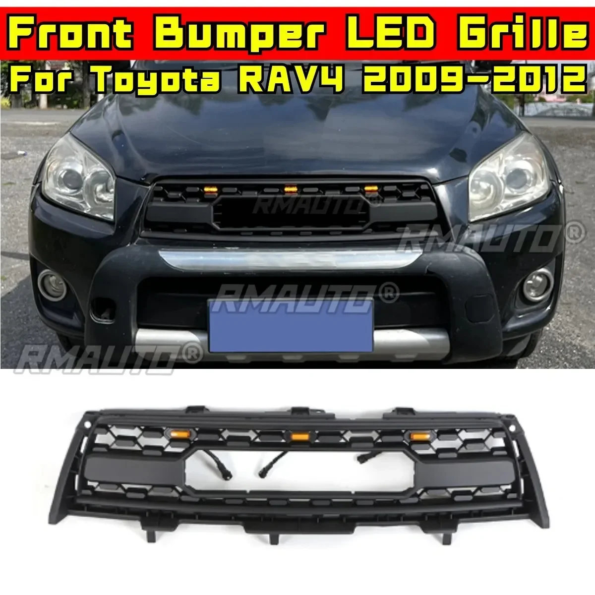 Front Racing Facelift Upper Radiator Grilles for Toyota RAV4 2009-2012 Body Kit Car Front Bumper Racing Grille Car Accessories
