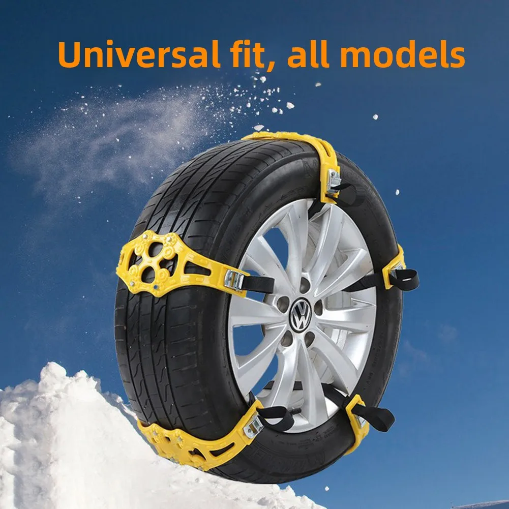 Easy Install Car Snow Chains For Winter Driving Compact & Portable, Essential Emergency Roadside Geared Icy Road Commute Safety