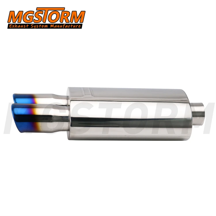 2.5inch Single Inlet 3inch Double Slant Burnt Blue Outlets 8x5inch Oval Body 20.5inch Overall Length Exhaust Car Muffler