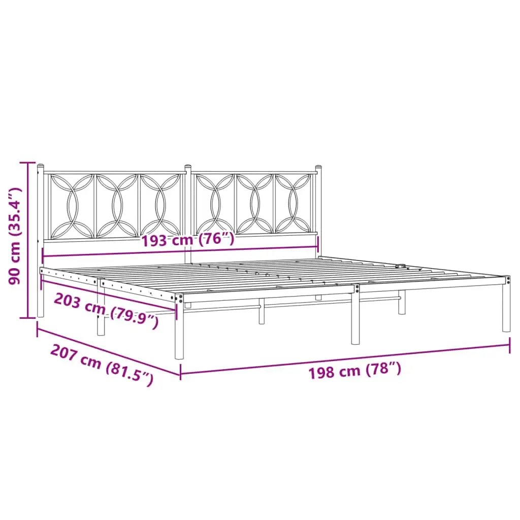 Metal Bed Fe Without Mattr with board White 76