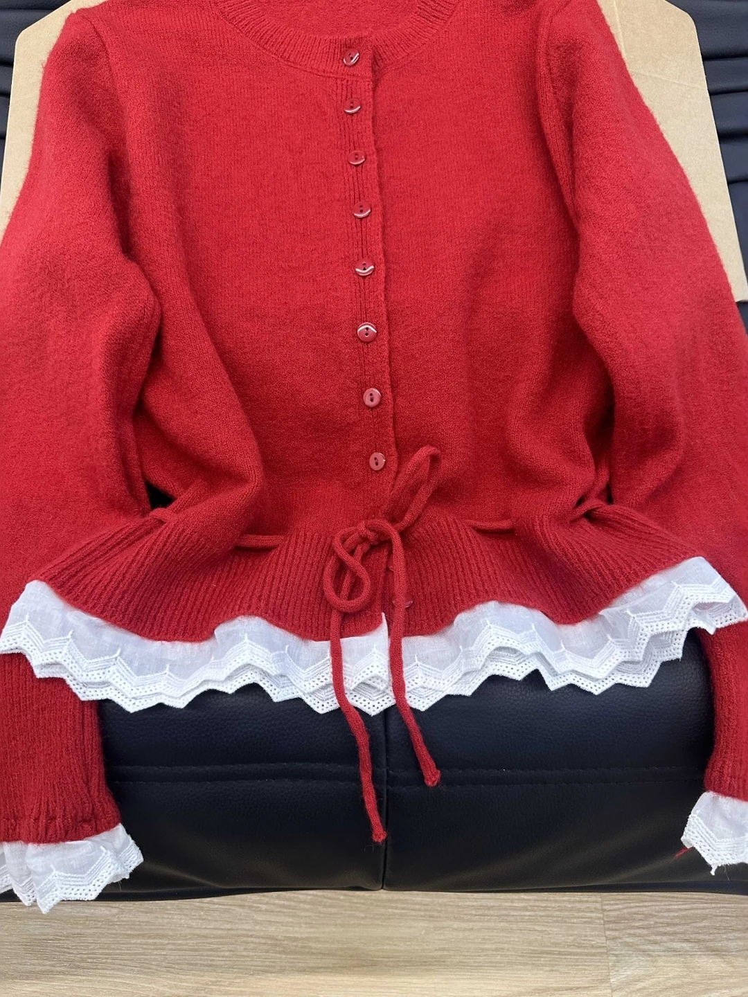 Longo sve renda emenda camisola de malha casaco tamanho grande dstring cintura calor feminino faion commute sle coreano solto ajuste