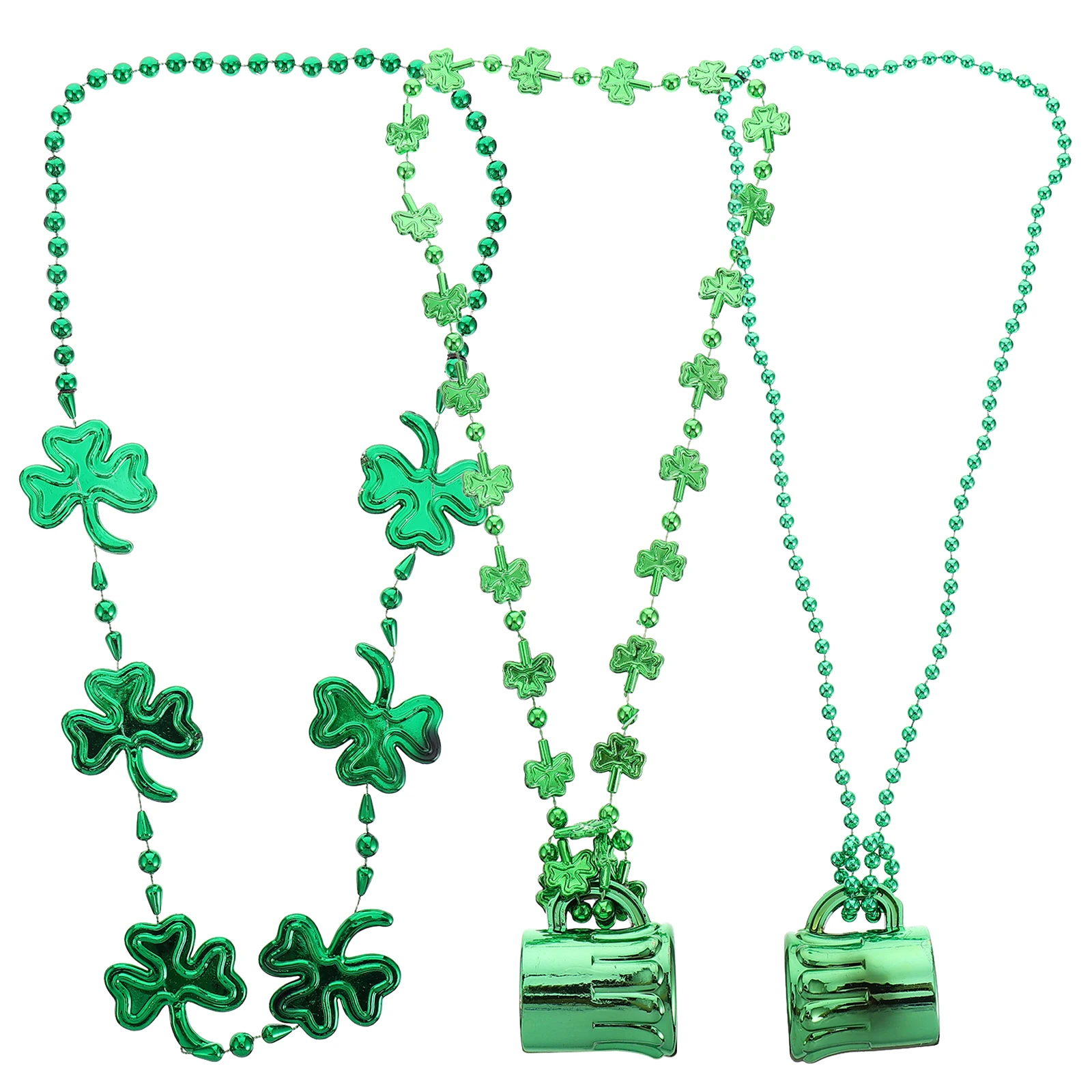 

3Pcs St Patrick's Day Shamrock Necklaces Green Beer Mug Neck Chains Ireland Festival Accessories St. Patrick's Day Necklace
