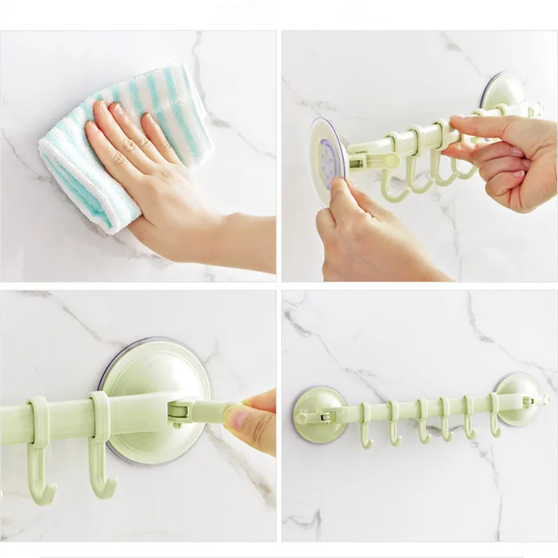NEW Fashion Plastic Suction Cup Kitchen Hanger Organizer Bath Towel Clothes Bathroom Hook Cooking Tool Vacuum Storage Rack