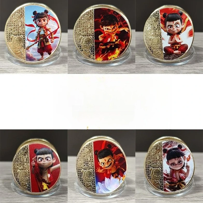 

Nezha 2 Cute Commemorative Coins Miniso chinese classical Cartoon Anime Fun Small Gifts Commemorative Coins metal card toy gift