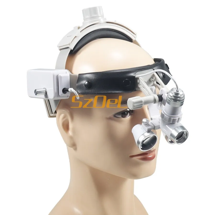 Dental Head Mounted Loupe, Binocular Loupe, with 5W High Brightness Spotlight, Shadowless Light, Suitable for Multiple Occasions