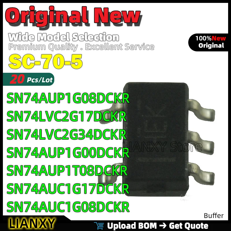 20pcs SC-70-5 SN74AUP1G08DCKR SN74LVC2G17DCKR SN74LVC2G34DCKR SN74AUP1G00DCKR SN74AUP1T08DCKR SN74AUC1G17DCKR SN74AUC1G08DCKR