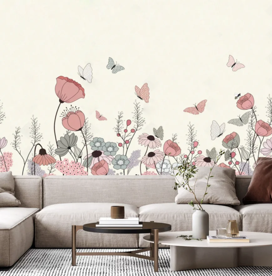 Customized murals, countryside flowers, wild grass decorations, home decor, living room, bedroom wall coverings, 3d wallpaper