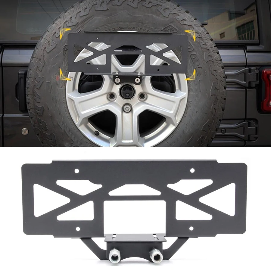 Registration Plate Holder for Jeep Wrangler JL 2018-2023 Car Rear Spare Tire License Plate Mount Bracket Accessories