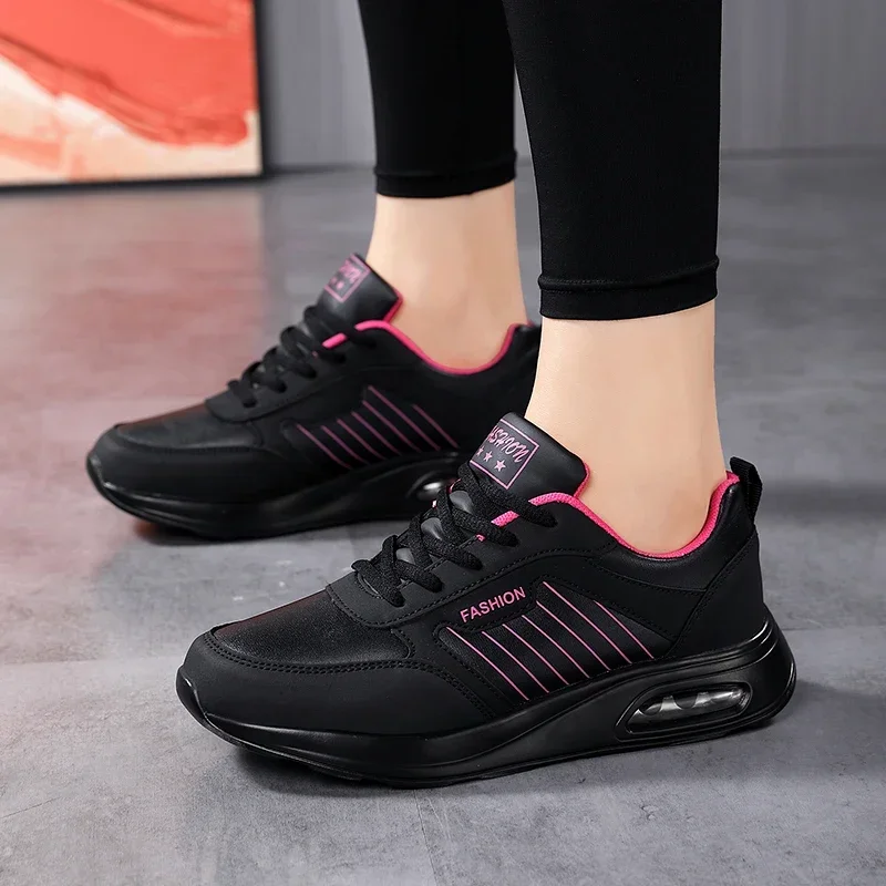 High Quality Waterproof Autumn Running Shoes Women Leather Non-slip Casual Sneakers Ladies Lightweight Fitness Walking Shoes