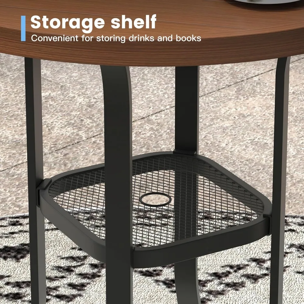Set da bar da patio da 5 pezzi, tavolo da bar e sedie da esterno per 4, sgabelli da bancone, sedie da bar da patio e rotonde in metallo da 35,4 pollici