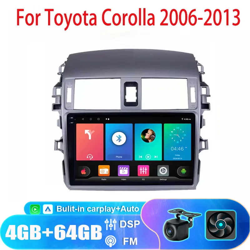 

9" Car Radio For Toyota Corolla 2006-2013 2din Android12 Carplay Multimidia Video Player Head Unit GPS Navigator WiFi RDS DSP