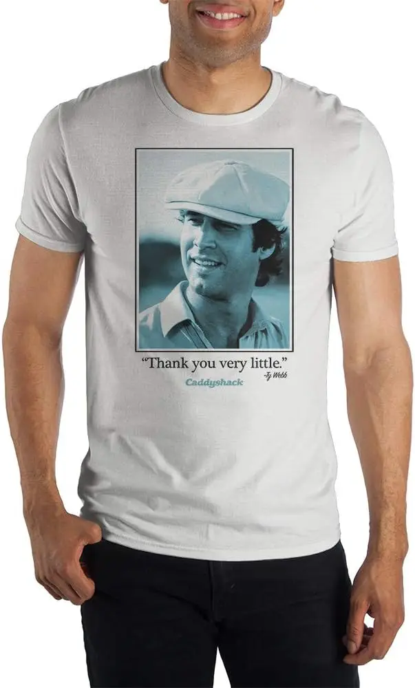 Caddyshack Ty Webb 'Thank You Very Little' Short-Sleeve T-Shirt 100% Cotton Trendy Y2K Short-Sleeve Tee – Soft, Quick-Drying,  Wrinkle Resistant Light Cotton Graphic Tshirt Soft Stretchy Casual Summer Short Sleeve
