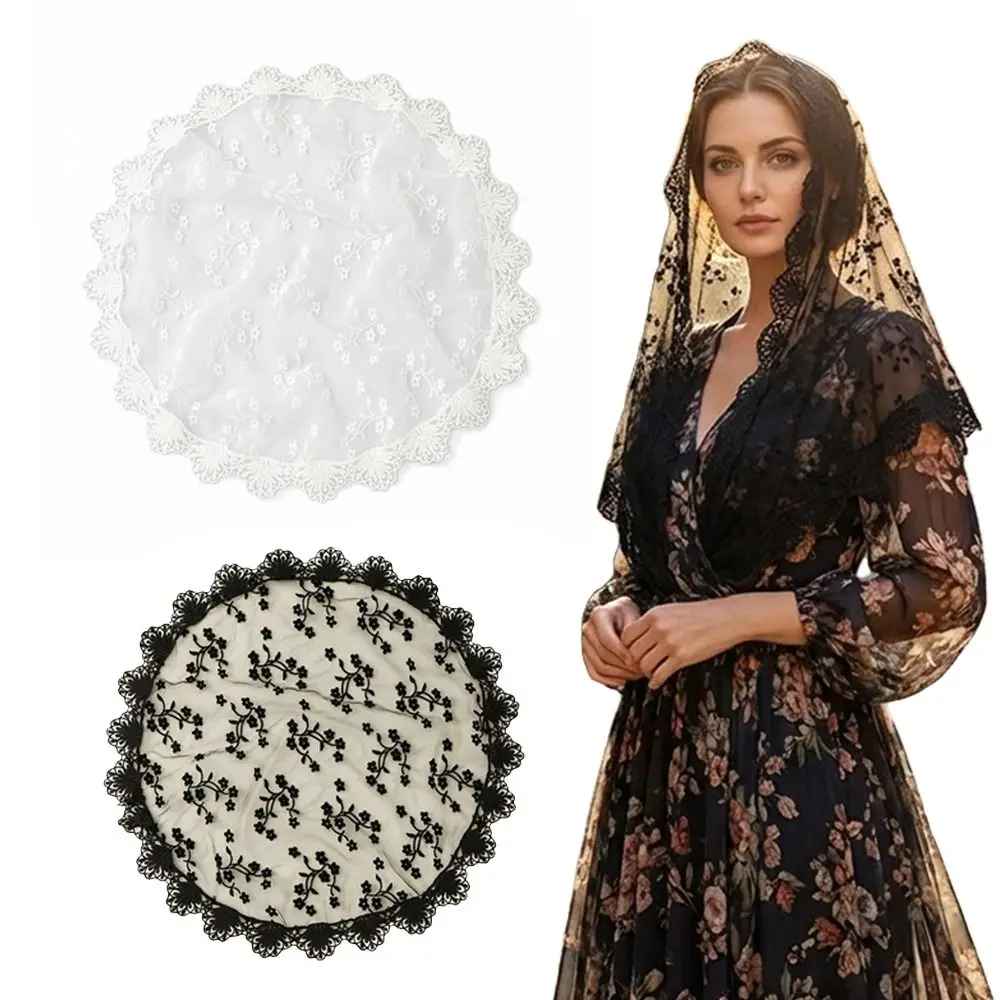 Fashion Vintage Lace Flower Hair Scarf Cute Thin Bandanas for Women Chic Style Bohemian Sweet Headscarf Pastoral Style