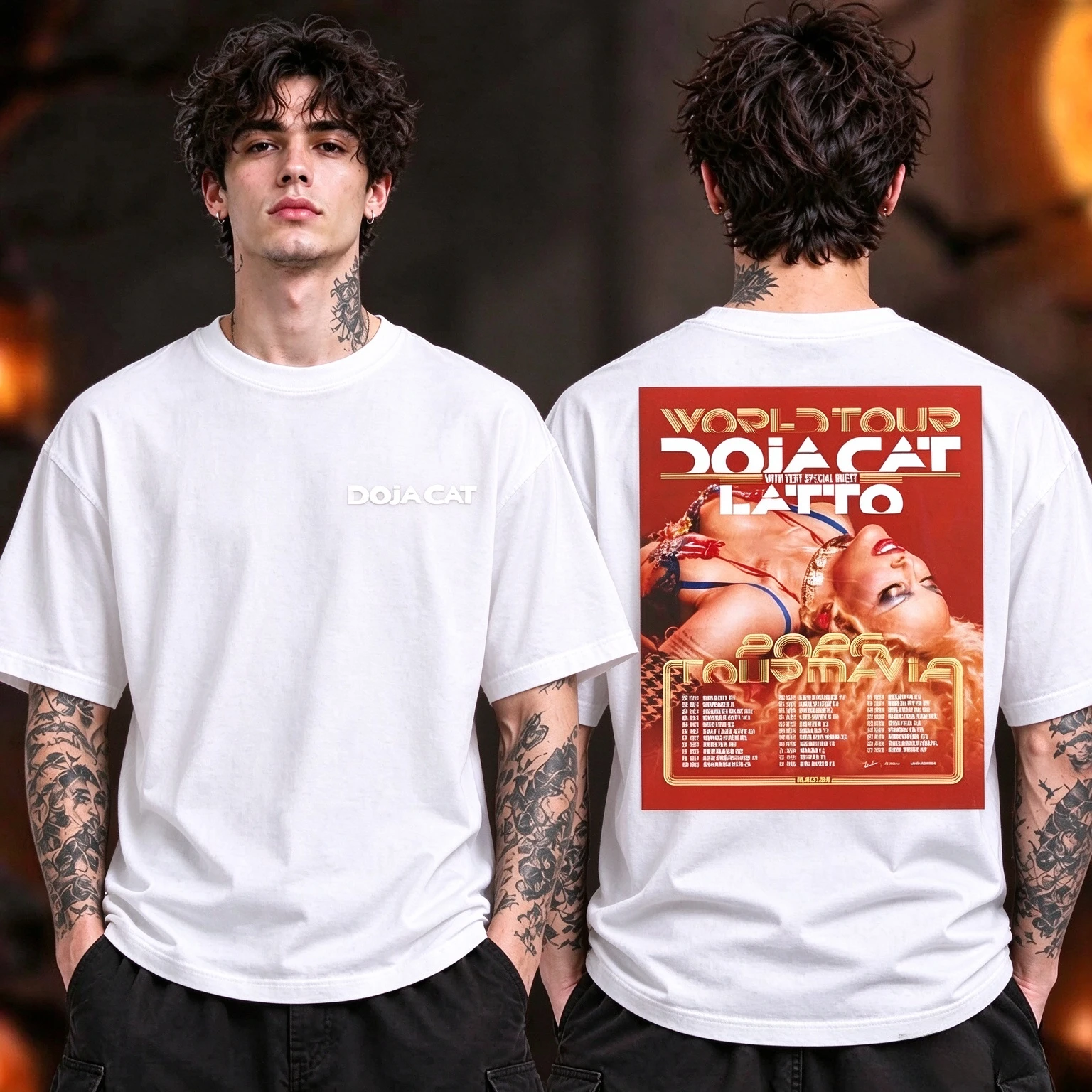 Doja Cat 2026 Ma Vie World Tour T-shirt Double Sided Eiffel Tower Red Rose Print Short Sleeve Pop Singer Concert Fans Tee