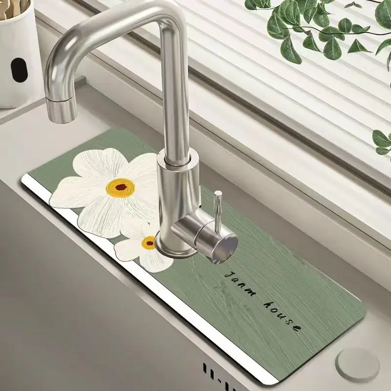 Kitchen Sink Faucet Mat Absorbant Drain Pad Diatom Mud Faucet Splash Guard Catcher Countertop Protector Bathroom Accessories