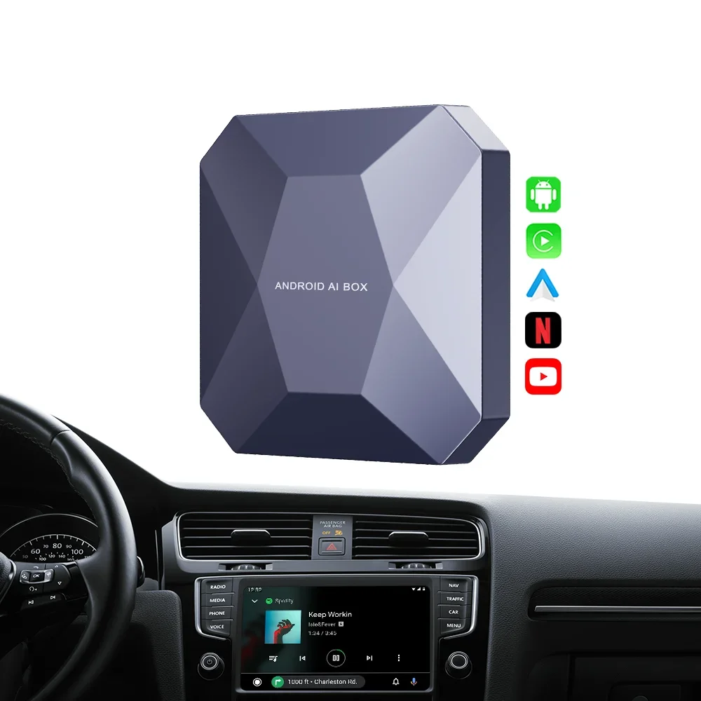 Adaptateur Carplay sans fil Android Box, 4 cœurs, 4 Go + 64 Go, modèle pour Netflix, VW, ID4, YouTube Playing