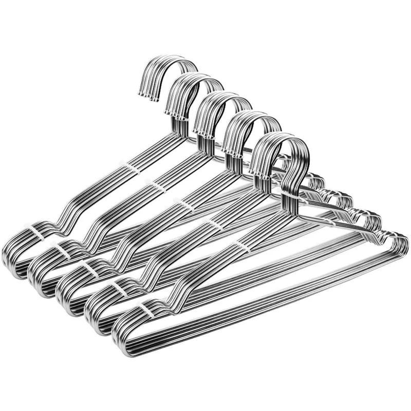 

50 Pack Stainless Steel Hangers Heavy 16.5 Inch Ultra Thin Space Saving Coat Hangers with Non Slip Grooves for Shirts Pants