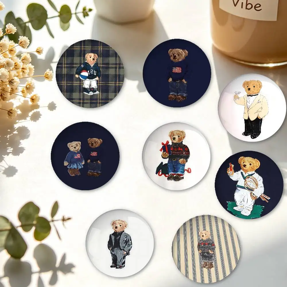 Fashion A-PoloS Cute B-Bear Minimalist Exquisite Tinplate Brooches: Sleek Badge Lapel Pins For Bag Practical Souvenir Gifts