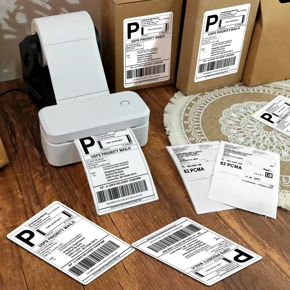 طابعة ملصقات حرارية بلوتوث 110 مم، طابعة ملصقات شحن لاسلكية متوافقة مع iPhone Android Windows X4 المستخدمة على نطاق واسع