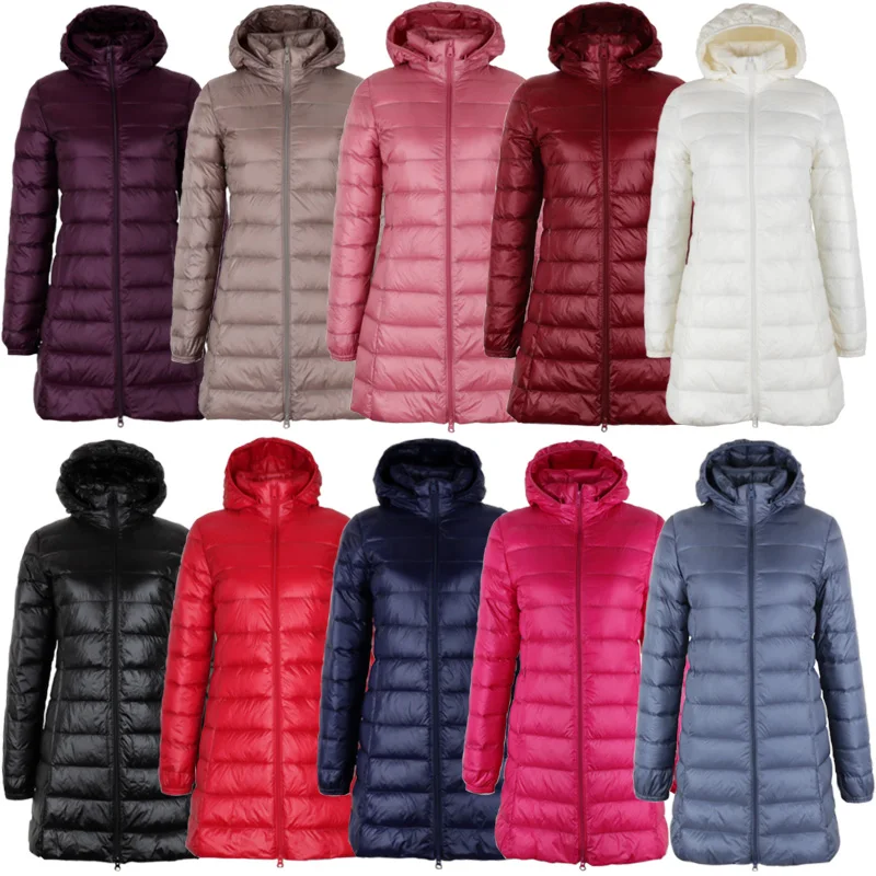 Plus 8XL 7XL Ladies Coats Long Winter Hat Detachable Down Jacket Ultra Light Down Jacket Women Hooded Female Warm Coat