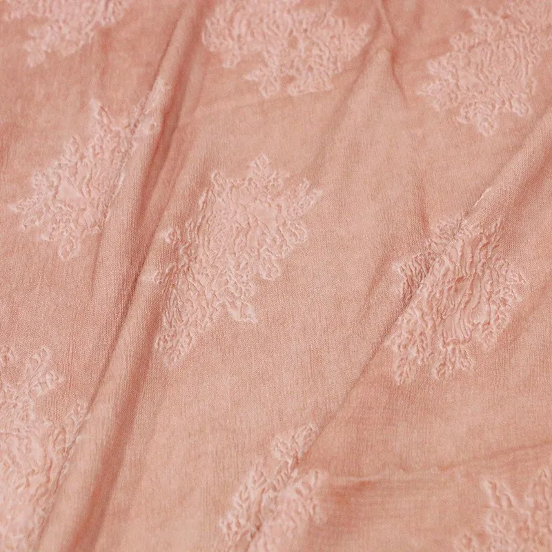 Dirty pink full-silk embossed crepe real silk jacquard fabric a new national trend flat-cut cheongsam clothing