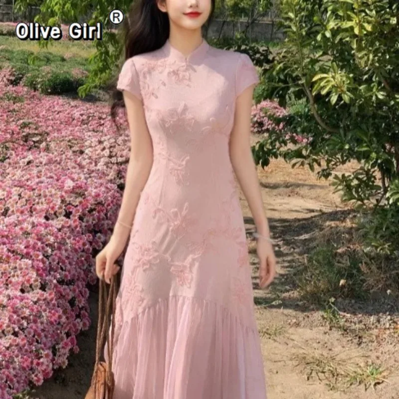 vestido-rosa-olivegirl-qipao-chino-con-flores-3d-vestido-de-verano-con-cola-de-pez-y-malla-elastica-ropa-de-mujer