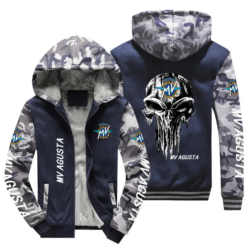 Jaqueta casual de manga comprida masculina com zíper, moletom de lã, moletom de lã, casaco de inverno logotipo MV Agusta, alta qualidade, nova moda