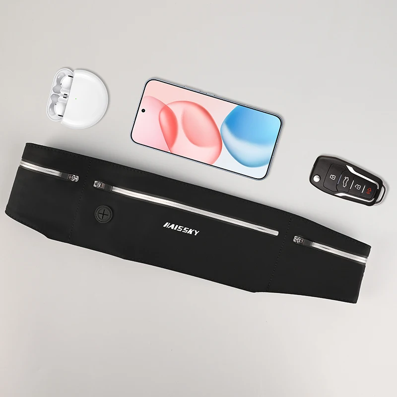 HAISSKY رقيقة جدا حزام ركض حقائب الرجال النساء الرياضة في الهواء الطلق Fitenss مرونة قابل للتعديل الخصر حزمة للهاتف سماعة مفاتيح