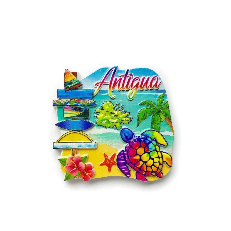 

Antigua Beach Resort Style Creative Three-Dimensional Home Decorations3dMagnetic Refrigerator Magnet Travel Souvenir Craft