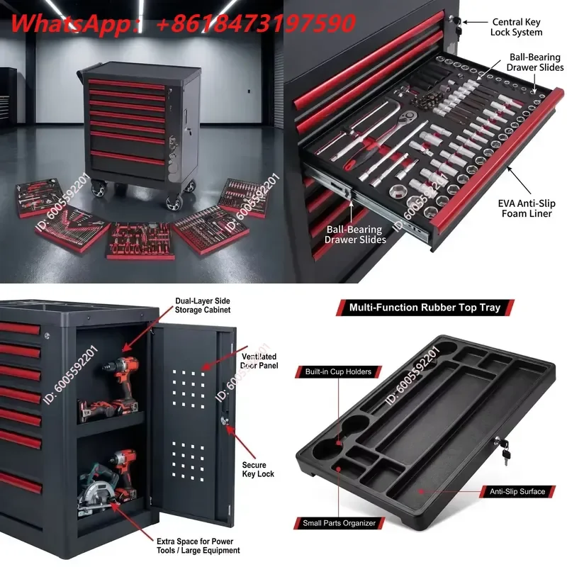 Hot Selling Heavy Duty 30 Inch 7 Drawer Lockable Tool Cabinet with 319 Piece Hand Tool Set for Garage Car Repair Shop
