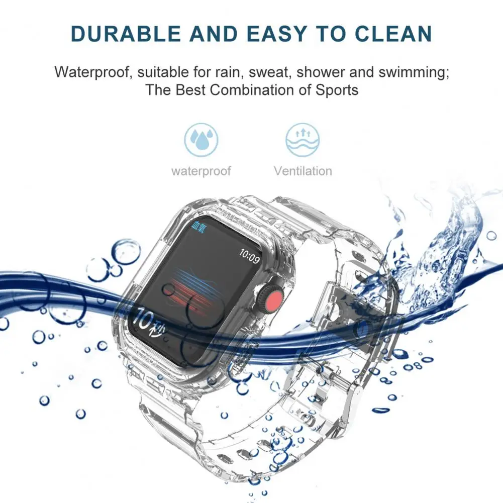 38/40/41mm 42/44/45mm Watch Band para Apple Watch 8 TPU One-piece Transparente Smart Watch Band Substituição Watch Acessórios