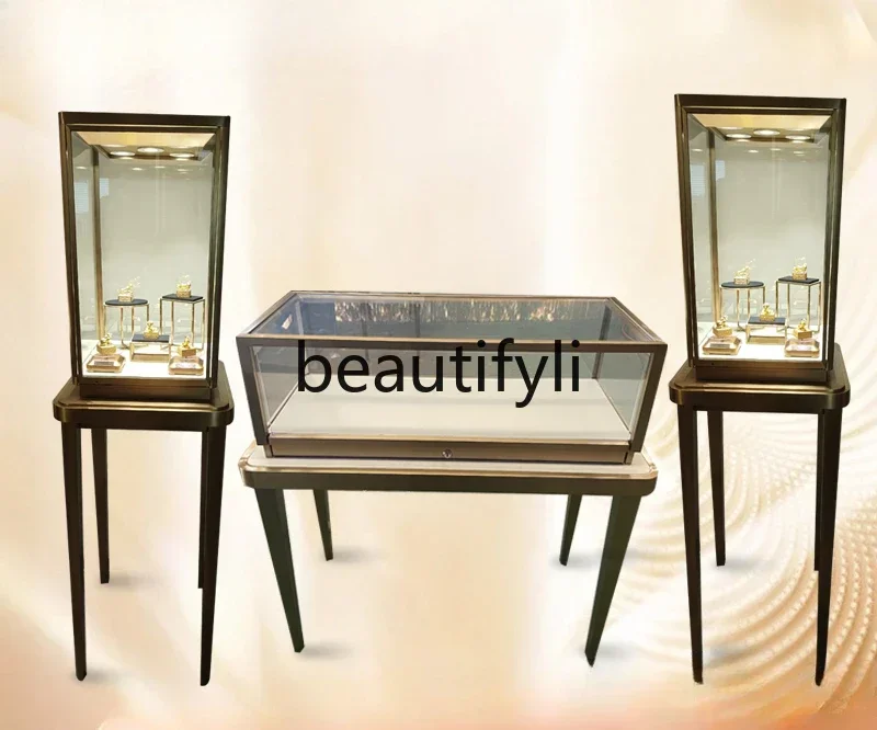 

LXHigh-end jewelry cabinet gold jadeite display stainless steel boutique display counterSSS