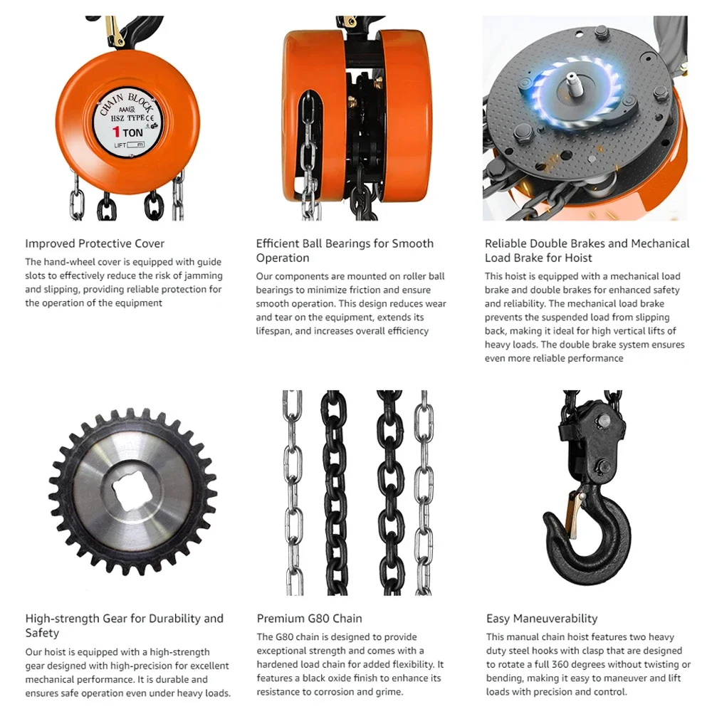 15T6M CE Handhebezeug Kräne Handkettenzug Manueller Kettenzug