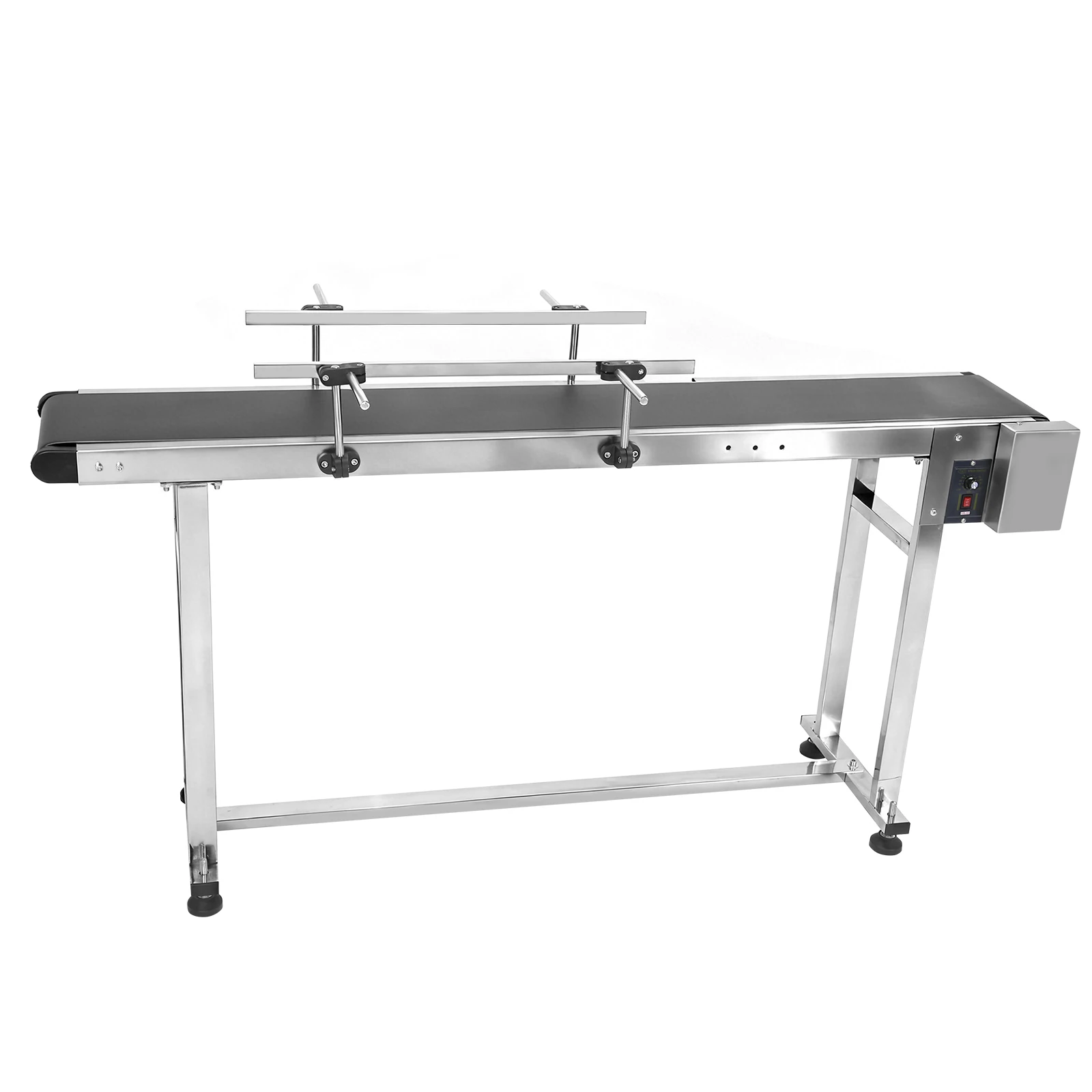 

Stainless Steel Frame Conveyor 59x7.8in Electric Conveyor Belt System with Double Guardrails Adjustable Speed for Industrial Use