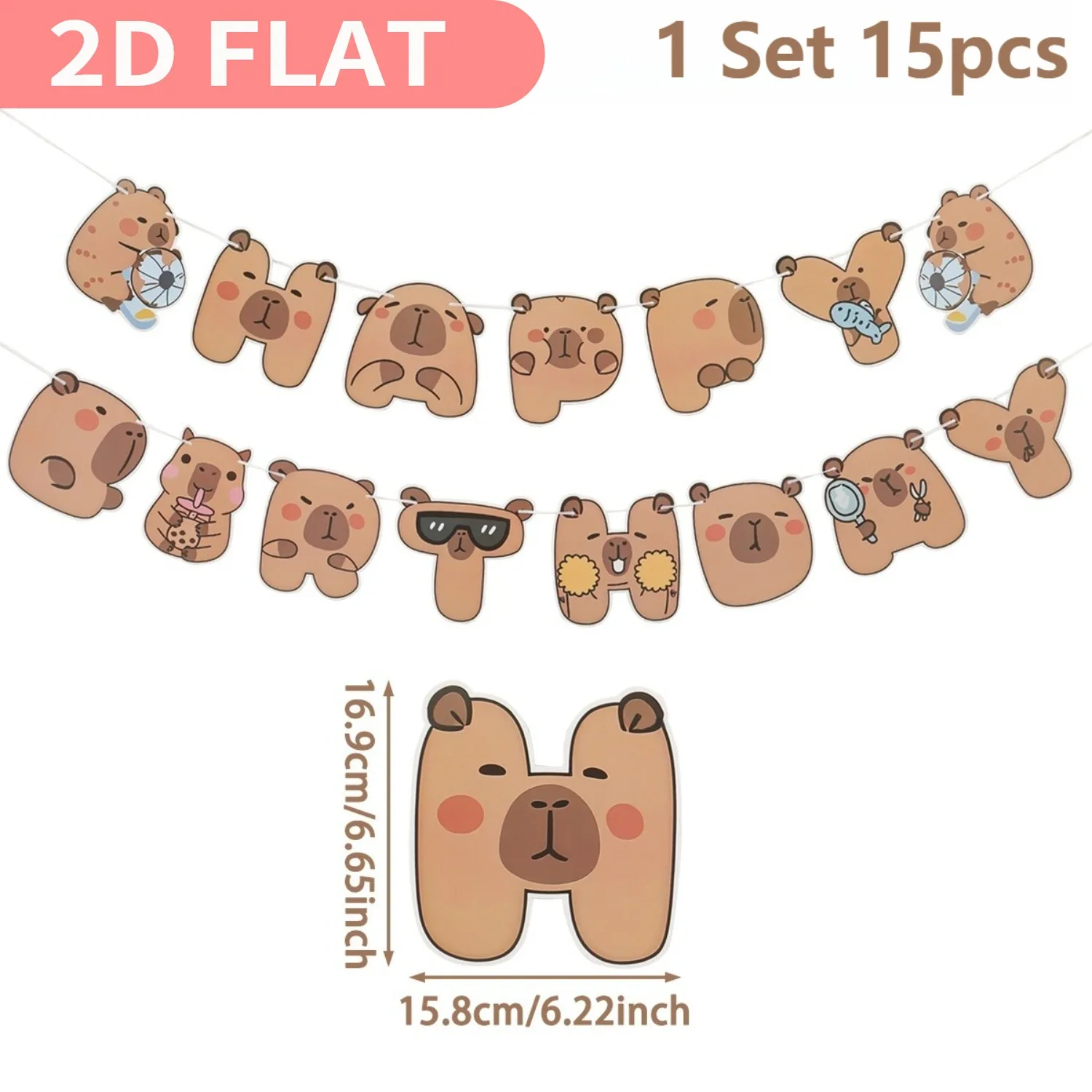 Birthday Party Cartoon Capybara Party Banner, Adorable Brown Capybara Designs with 
