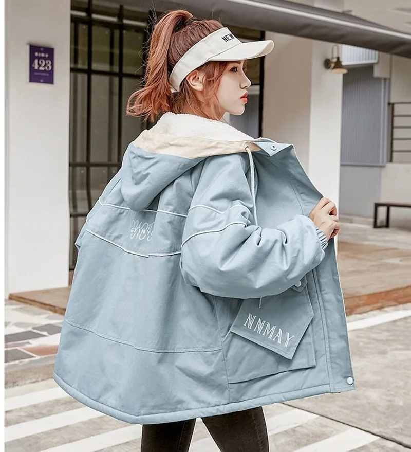 Autumn Winter Chic Jackets Women Big Pocket Hooded Short Trench Korean Fashion Loose Casual Coats Solid Colors Commute Outwears