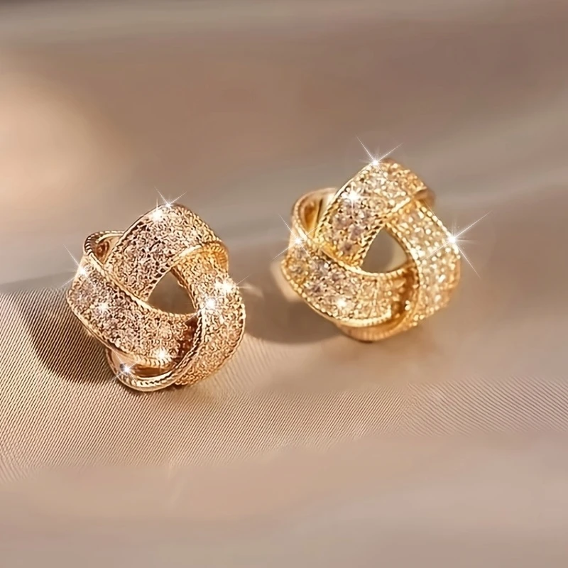 Elegant Stud Earrings Inlaid Sparkling Exquisite Trendy girls Gift Alloy Material, for Teenager
