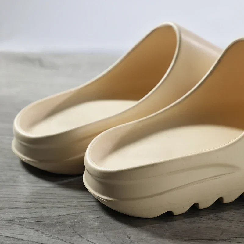 Unisex Summer Bone White YZY Slides Slip On Breathable Water Beach Sandal Lightweight Fish Mouth Cloudy Slippers Plus Size 34-46