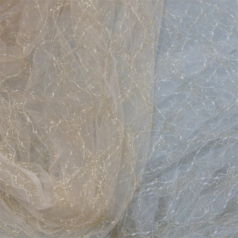 Tulle de maille de voile doux de fil d'or, tulle de grille pour le bricolage, robe de couche supérieure de mariage, haut de tutu, artisanat de couture de mariage, 1 yard